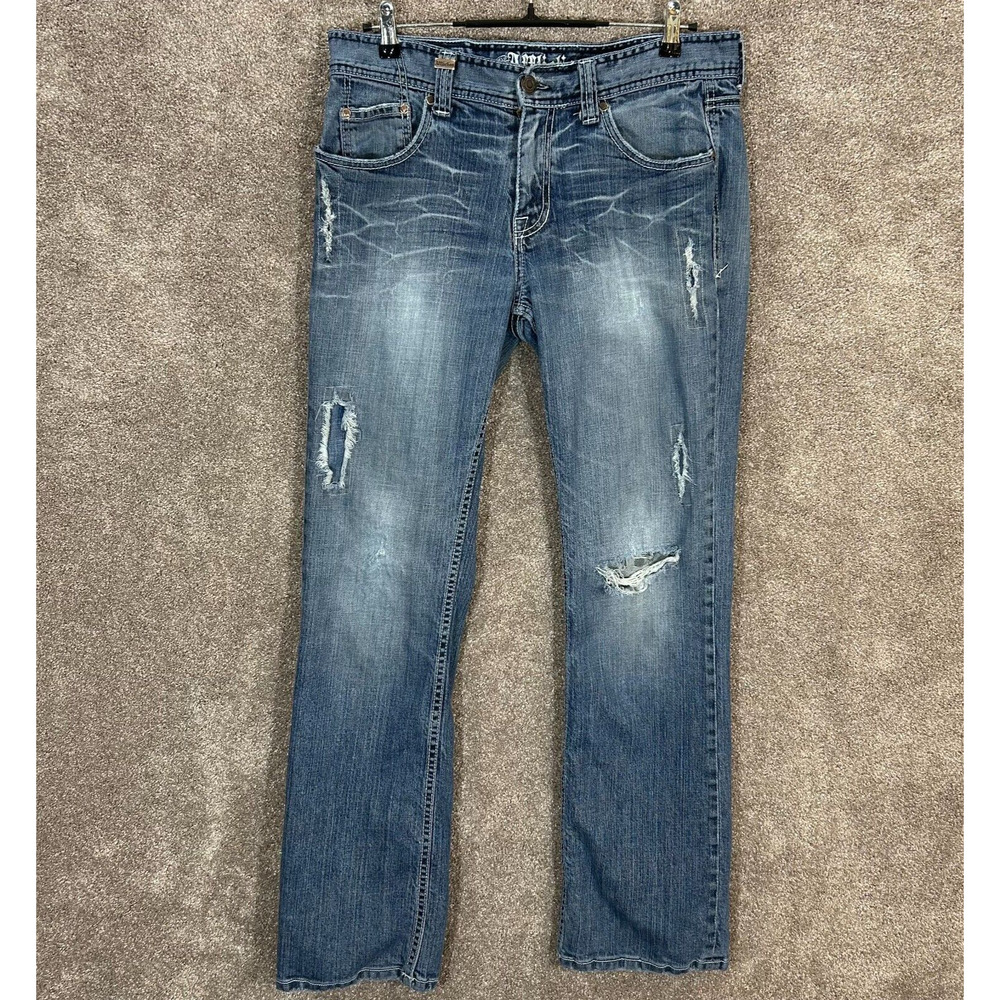 Affliction‎ Jeans Mens 36x34 Blue Distressed Measures 35x33 Grunge Biker